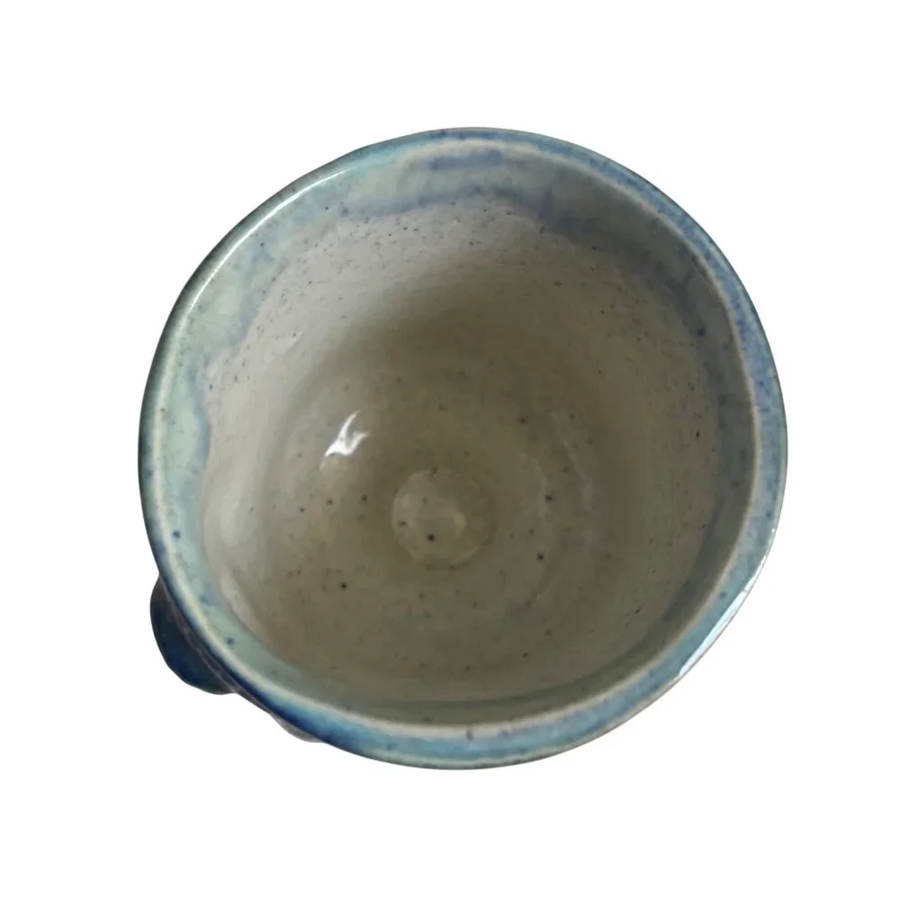 Vintage Thistle Goblet Crest Ceramics Scotland Blue Green Mini Vase Mid Century